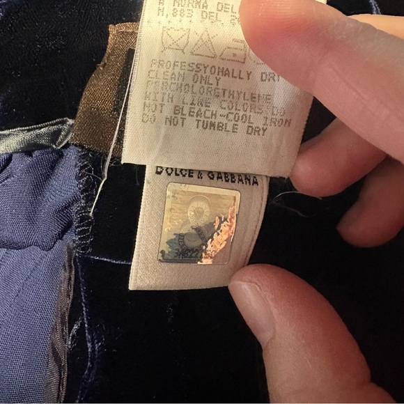 Dolce & Gabbana navy blue Velvet Pants Women's size 38 / US 2 Vintage - Picture 4 of 6